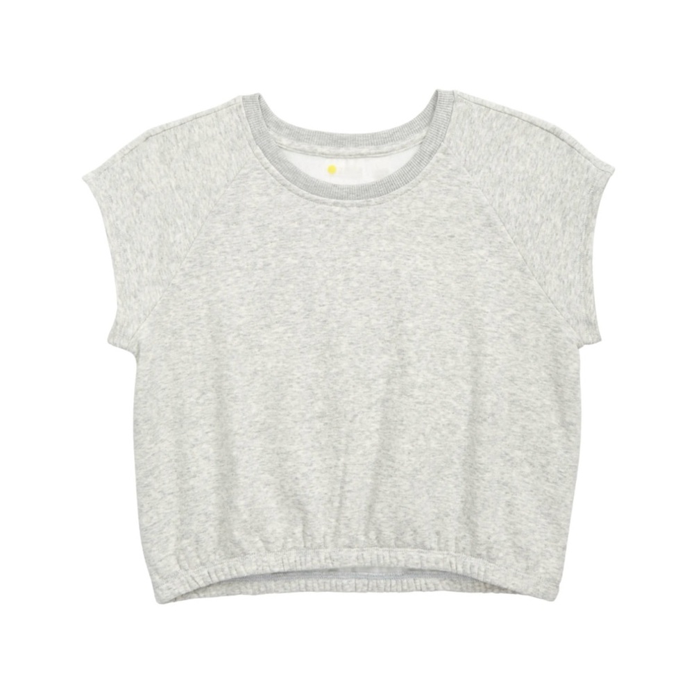 Zella Girl Get Set Short Sleeve Sweatshirt Light Gray Heather Size S 7/8